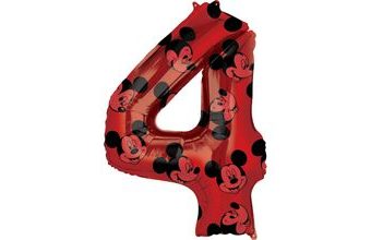 Mickey Mouse balónek číslo 4 červený 66 cm
