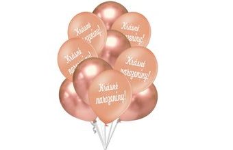 Krásné narozeniny balónky růžovo-zlaté 10 ks 30 cm mix