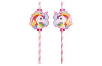 Jednorožec papírové slámky na pití 8 ks