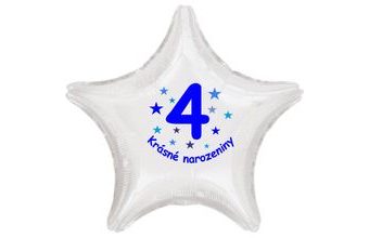 Krásné 4. narozeniny fóliový balónek hvězda pro kluky