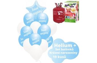 Helium set - světlemodré balónky KRÁSNÉ NAROZENINY