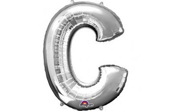 Písmeno C stříbrný foliový balónek 81 cm x 63 cm