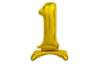 Balón foliový číslice ZLATÁ na podstavci, 74 cm - 1