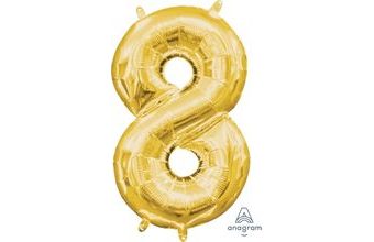 Balónek foliový narozeniny číslo 8 zlatý 35cm x 20 cm