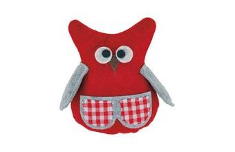 sova filc 12 cm červená s kárem 1041879