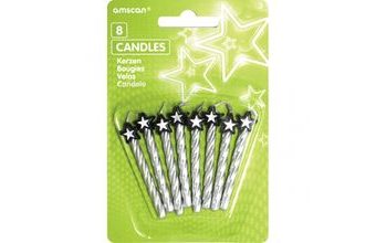 Dortové svíčky stříbrné s hvězdou 8ks