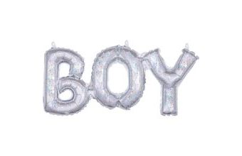 Boy balónek stříbrný holografický 50 cm x 22 cm