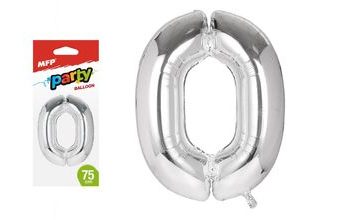 balónek č. 0 nafukovací fóliový 75 cm - stříbrný 8000161
