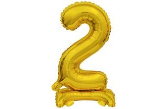 Balónek foliový narozeniny číslo 2 zlatý 38 cm Amscan