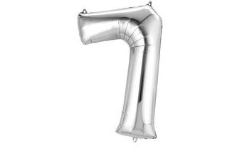 Balónek fóliový narozeniny číslo 7 stříbrný 86 cm