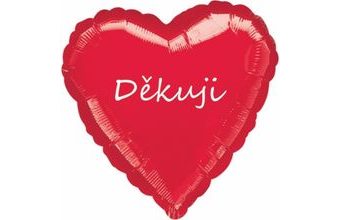 Fóliový balónek červené srdíčko Děkuji