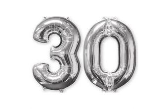 Balónky fóliové narozeniny číslo 30 stříbrna 66 cm