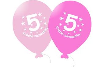 Balónek růžový KRÁSNÉ NAROZENINY číslo 5 - 5 ks