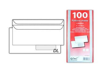 Dopisní obálka DL K-DL/80FRSX/P/100 okno vpravo samolepící
