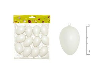 vajíčka plast 6cm/12ks bílé S32085 2221008