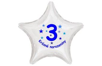 Krásné 3. narozeniny fóliový balónek hvězda pro kluky