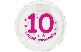 Krásné 10. narozeniny fóliový balónek kruh pro holky