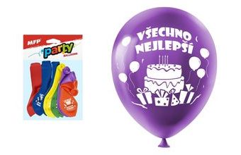 balónek nafukovací 12ks sáček standard 23cm Všechno nejlepší mix 8000128