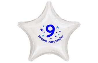 Krásné 9. narozeniny fóliový balónek hvězda pro kluky