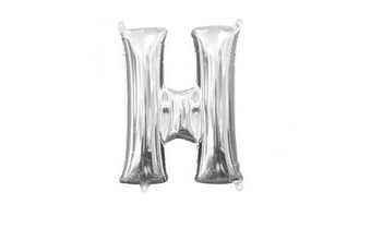 Písmeno H stříbrný foliový balónek 33 cm x 25 cm