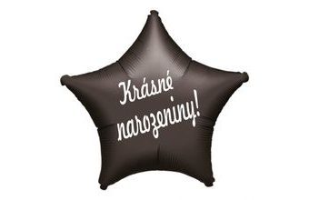 Balónek fóliový černá hvězda Krásné narozeniny!