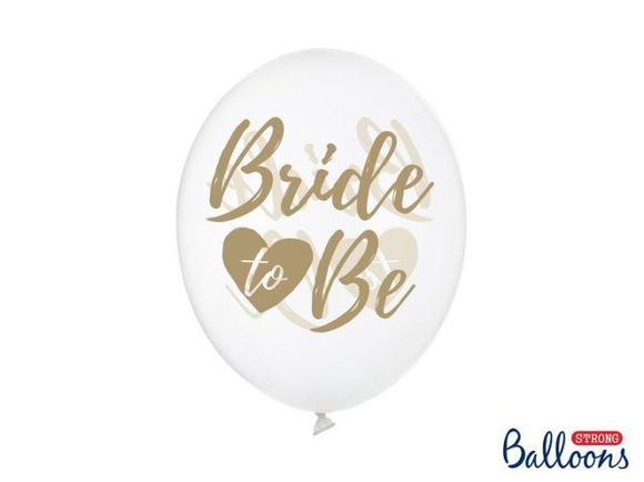 Balónky latexové se zlatým nápisem "Bride to be" - Rozlučka se svobodou - 30cm - 6 ks