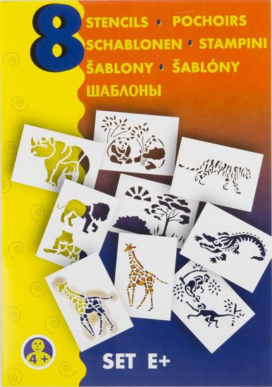 Šablony pro foukací fixy, latte art a dorty Exotická zvířata - 8 ks