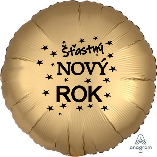 Balónek fóliový Šťastný NOVÝ ROK zlatý kruh