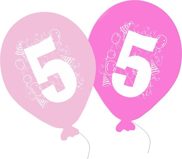 Balonky narozeniny 5ks s číslem 5 pro holky
