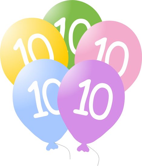 Balonky narozeniny 5ks s číslem 10