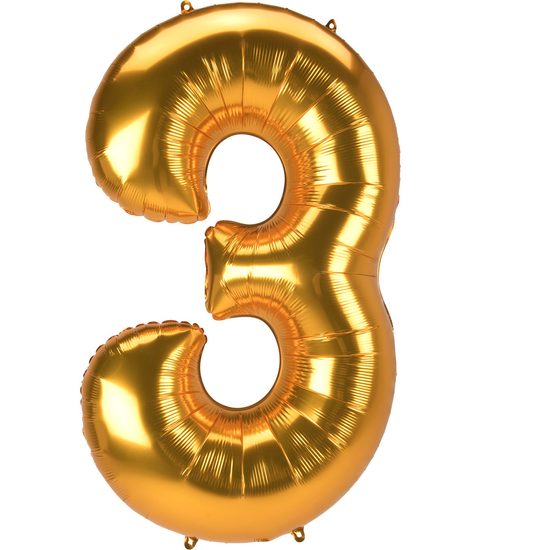 Obří balónek číslo 3 zlatý 134 cm x 81 cm