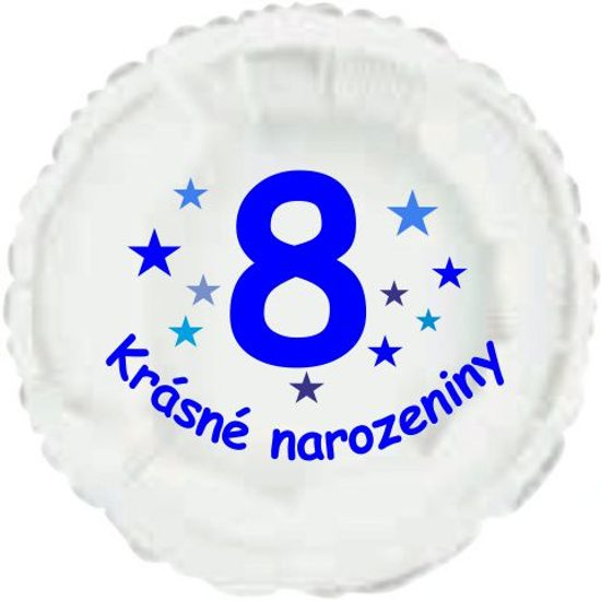Krásné 8. narozeniny fóliový balónek kruh pro kluky