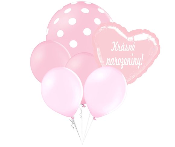 Balónky puntíky set Krásné narozeniny! srdicko