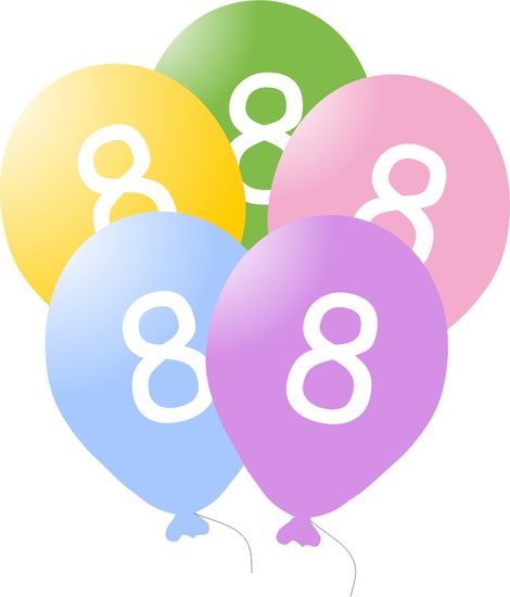 Balonky narozeniny 5ks s číslem 8 pro děti