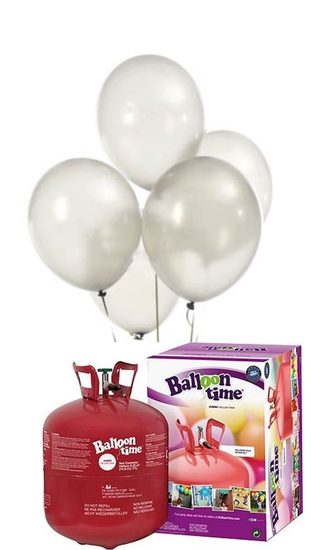 Helium Balloon time sada 50ks balonky White 002