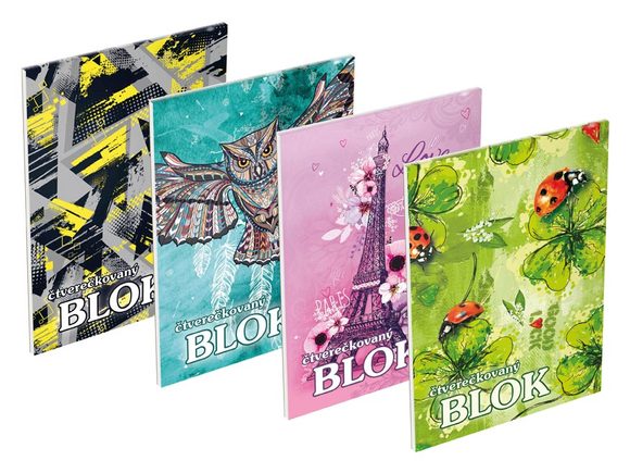 blok trhací A5 čtverečkovaný, 50 listů mix 7500811