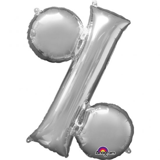 Symbol % stříbrné foliové balónky 33cm x 38cm
