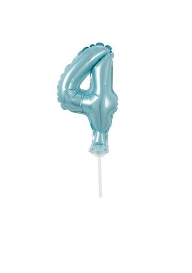 Balón foliový číslice tyrkysová (Tiffany) 12,5 cm - 4 s držákem