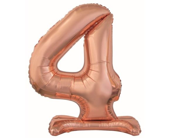 Balón foliový číslice RŮŽOVO ZLATÁ / ROSE GOLD na podstavci, 74 cm - 4