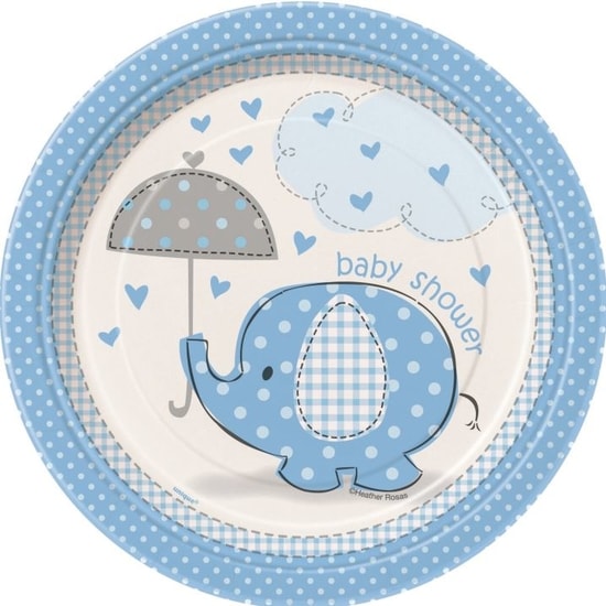 Talíře umbrellaphants "Baby shower" - Kluk / Boy 17 cm