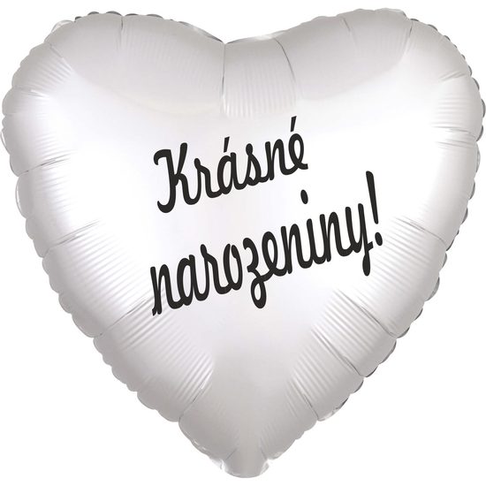 Balónek fóliový bílé srdíčko Krásné narozeniny!
