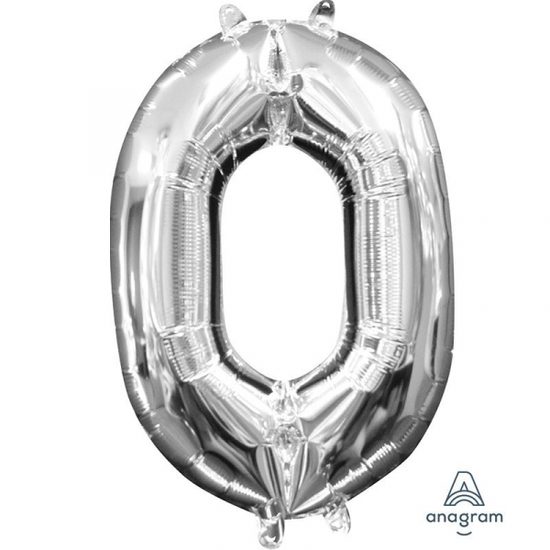 Amscan Balónek foliový narozeniny číslo 0 stříbrný 35cm x 25cm
