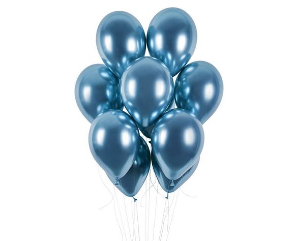 Balónky chromované 50 ks modré lesklé - průměr 33 cm