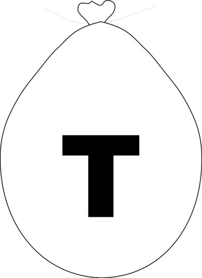 Balónek písmeno T bílé