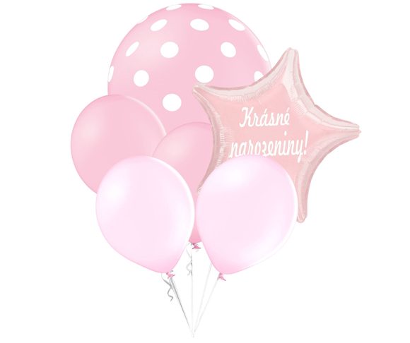 Balónky puntíky set Krásné narozeniny! hvezda
