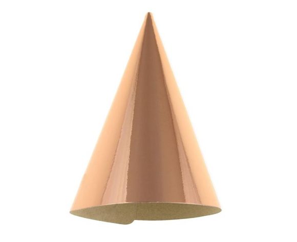 Papírové kloboučky metalické růžovozlaté - rosegold, 6 ks