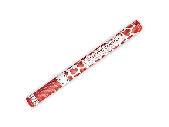 Vystřelovací konfety srdíčka červené 60 cm