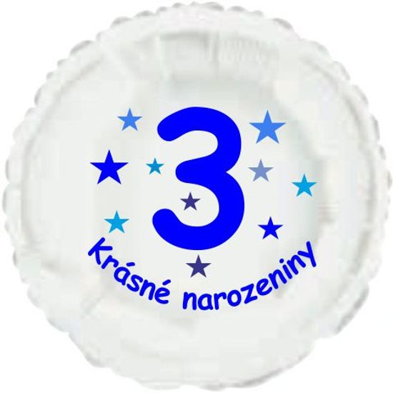 Krásné 3. narozeniny fóliový balónek kruh pro kluky