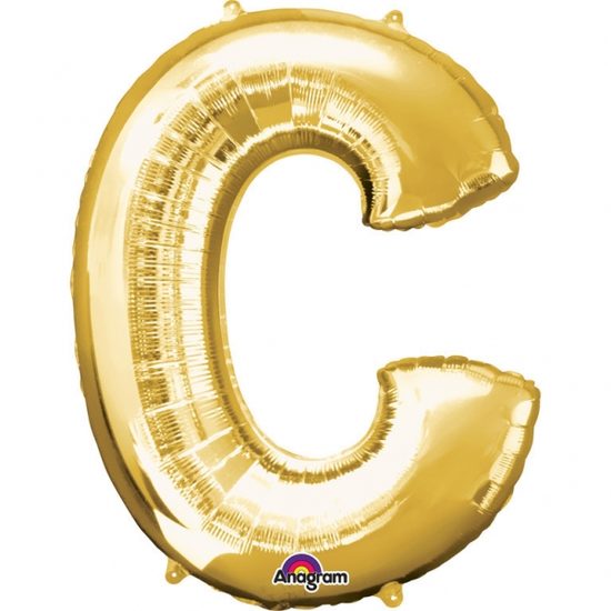 Písmeno C zlatý foliový balónek 81 cm x 63 cm