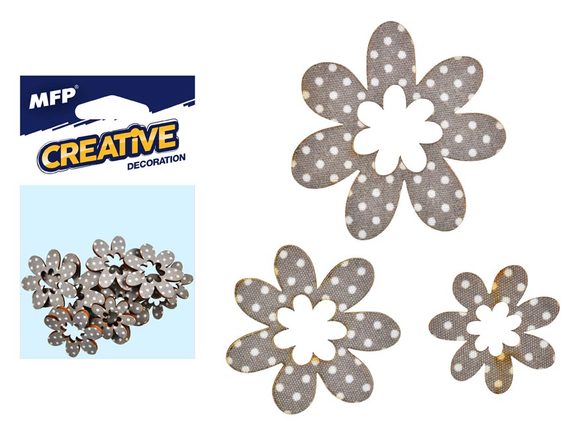 dekorace květina puntík 12ks -5,4,3cm 2221447